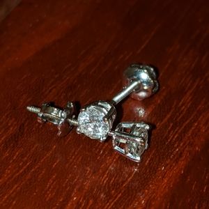 Diamond earrings 1/4 CT solitaire 14k white gold